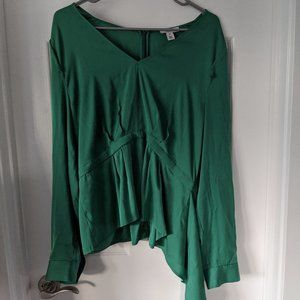 Lewit V-Neck Peplum Silk Blouse